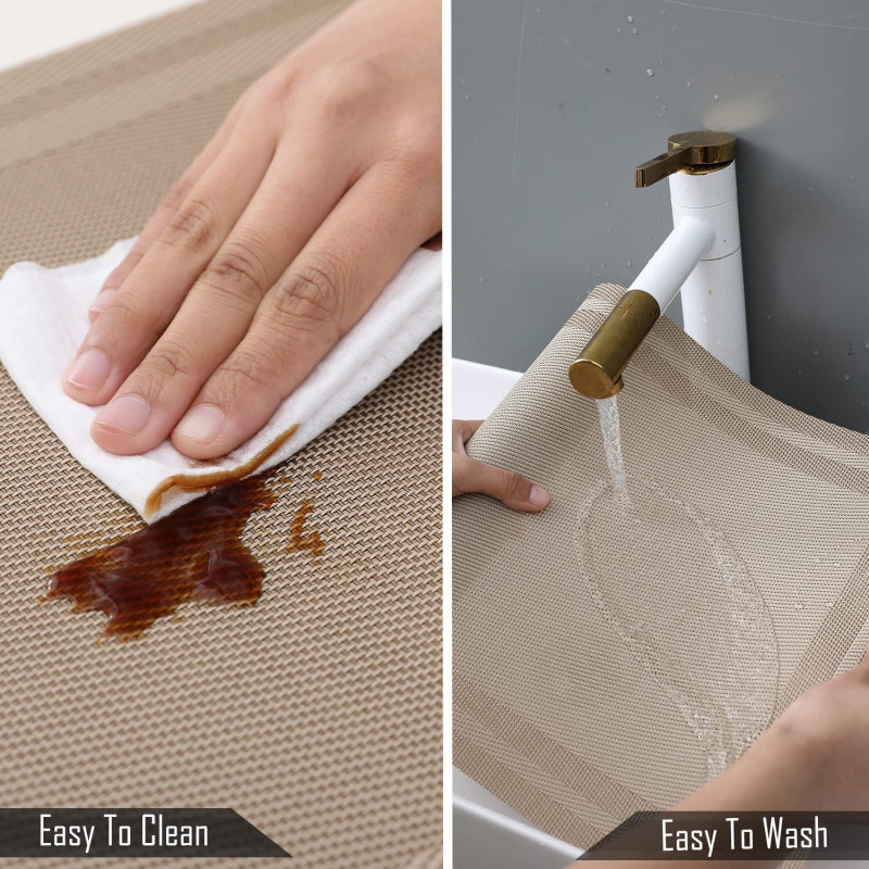 7-Piece Washable Table Mats Set – 6 PVC Placemats + 1 Table Runner